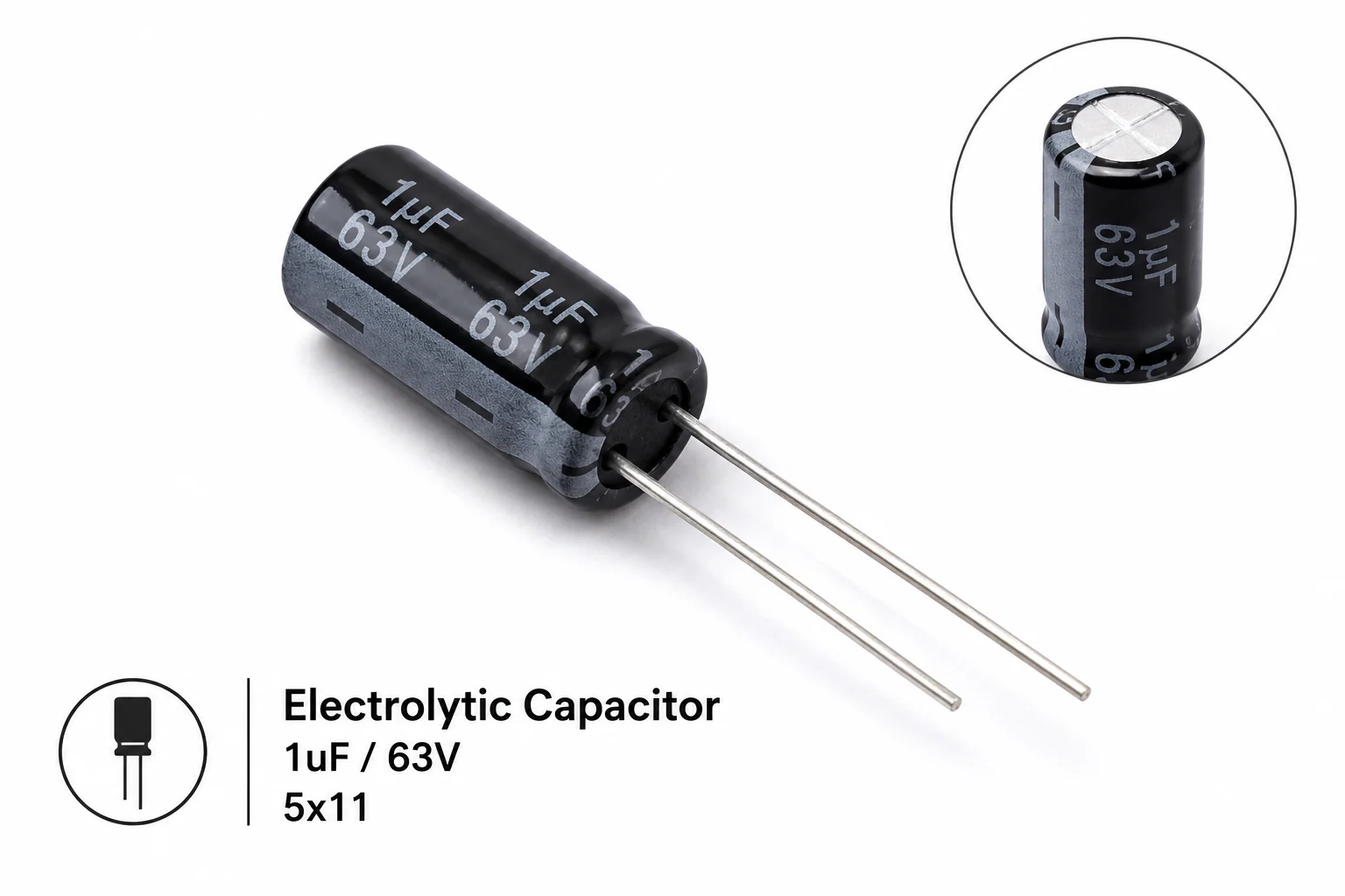 E-Capacitor 10uf / 63v 5x11 visual