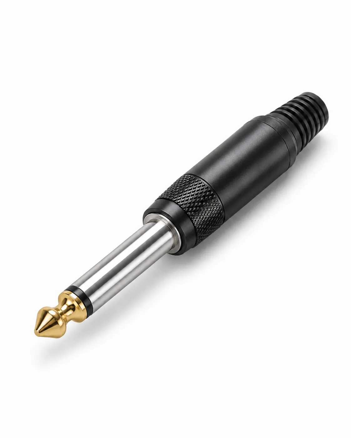 TS 6.35mm Mono Male Connector - Silver Golden Tip, Back Open visual