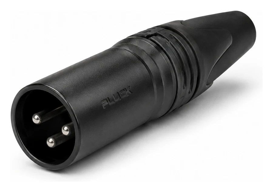 3-Pin XLR Male Connector - Black Body, Silver Pin visual